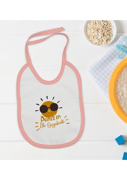 Kids Kişiye Özel Pembe Bebek Mama Önlüğü - Model 146