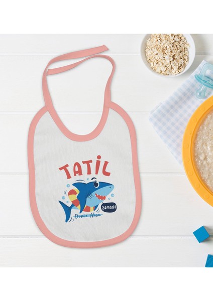 Kids Kişiye Özel Pembe Bebek Mama Önlüğü - Model 141