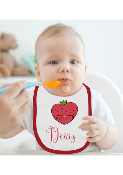 Kids Kişiye Özel Isimli Kırmızı Bebek Mama Önlüğü-35 fiyatları