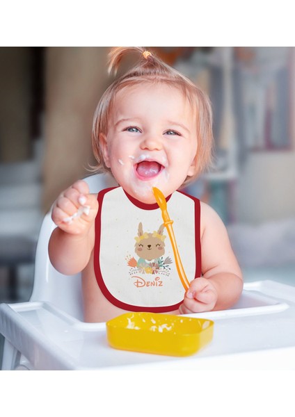 Kids Kişiye Özel Isimli Kırmızı Bebek Mama Önlüğü-14 fiyatları
