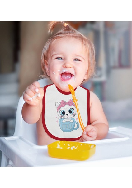 Kids Kişiye Özel Isimli Kırmızı Bebek Mama Önlüğü-5 fiyatları