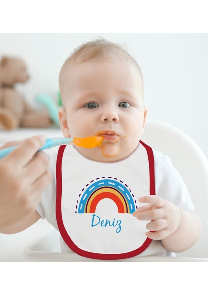 Kids Kişiye Özel Isimli Kırmızı Bebek Mama Önlüğü-2 fiyatları