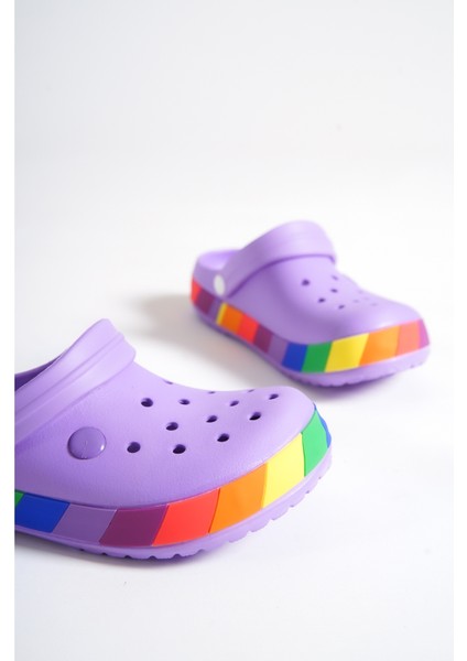 Samesa Mor Gökkuşağı Clogs Eva Yazlık Plaj - Günlük Terlik