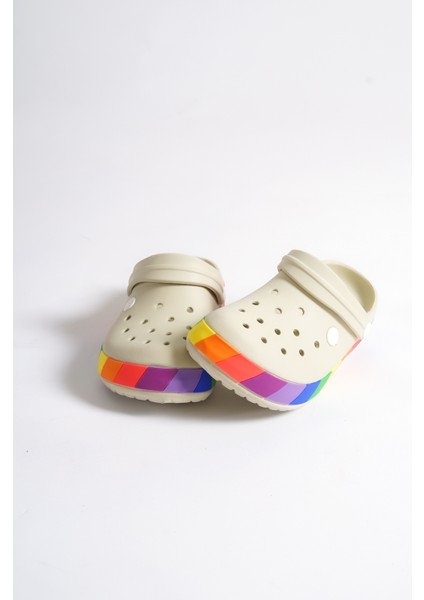 Samesa Bej Gökkuşağı Clogs Eva Yazlık Plaj - Günlük Terlik