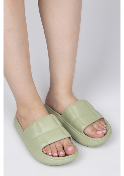 Lissa Yağlı Yeşil Eva Yazlık Plaj - Günlük Platform Terlik indirimleri