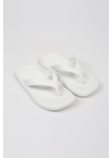 Kione Beyaz Parmak Arası Eva Plaj Yazlık - Günlük Terlik