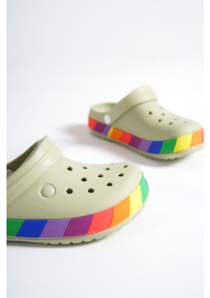 Samesa Haki Gökkuşağı Clogs Eva Yazlık Plaj - Günlük Terlik