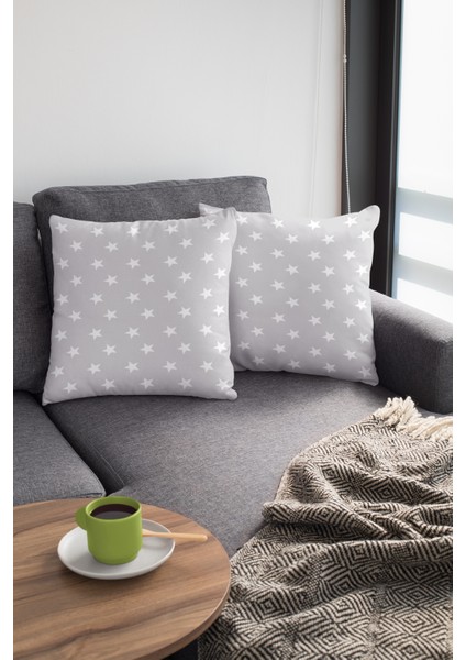 Premium Yıldız Desen Tay Tüyü Çift Taraflı Kırlent Yastık Kılıfı Dokuma Kumaş 43X43 Cm KRL311