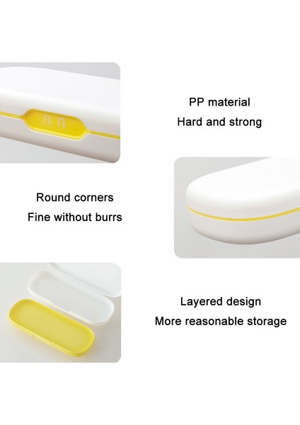2 Adet Çok Fonksiyonlu Büyük Kapasiteli Çift Katmanlı Kalem Kutusu (Sarı) (Yurt Dışından)