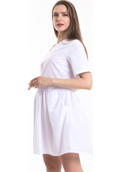 Cep Detaylı Mini Elbise | ELB34254 Ekru modelleri