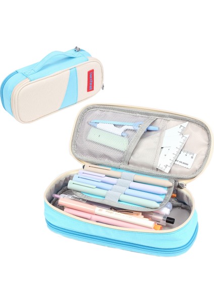 Geyik Ormanı BL-A003 Colorblock Kırtasiye Depolama Çantası (Canan Mavisi) (Yurt Dışından)