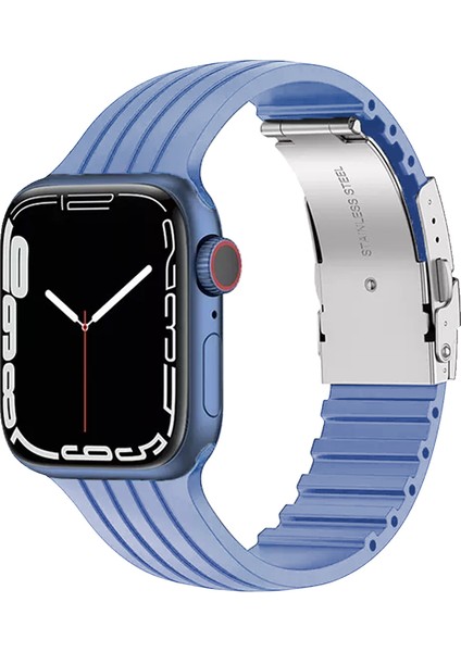 Apple Watch Seri 2/3/4/5/6/7/8/se 38MM 40MM 41MM Uyumlu Metal Klipsli Çizgili Jel Silikon Kordon