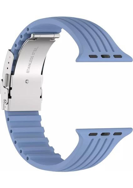 Apple Watch Seri 2/3/4/5/6/7/8/se 38MM 40MM 41MM Uyumlu Metal Klipsli Çizgili Jel Silikon Kordon modelleri