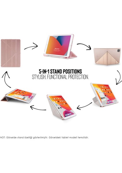 Ipad Air 3 Uyumlu 10.5'' Kalem Bölmeli Tri Folding Smart Standlı Silikon Kılıf Rose Gold fırsatları