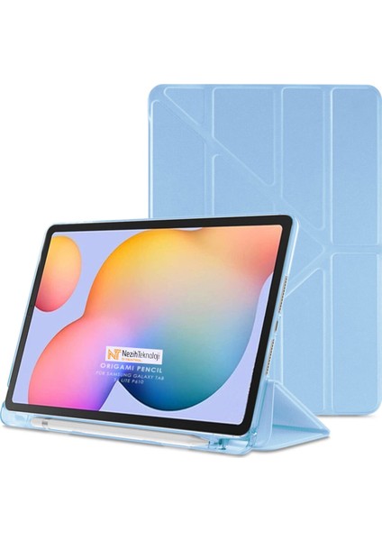 Ipad Air 3 Uyumlu 10.5'' Kalem Bölmeli Tri Folding Smart Standlı Silikon Kılıf Mavi