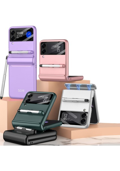 Samsung Galaxy Z Flip4 Için Manyetik Telefon Kılıfı - Koyu Yeşil (Yurt Dışından)