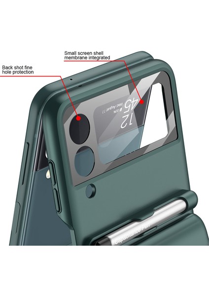 Samsung Galaxy Z Flip4 Için Manyetik Telefon Kılıfı - Koyu Yeşil (Yurt Dışından)