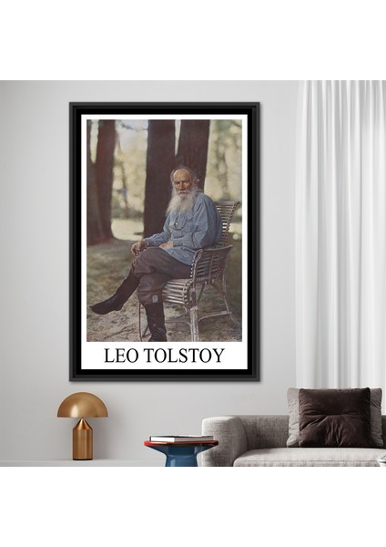 1 Parça Siyah Çerçeveli Kanvas Tablo, Leo Tolstoy, Ünlü Sanat Eseri, Leo Tolstoy Kanvas Sanatı,