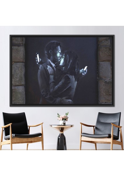 1 Parça Siyah Çerçeveli Kanvas Tablo, Soyut Duvar Dekoru, Banksy Duvar Süsü, Sokak Sanat,