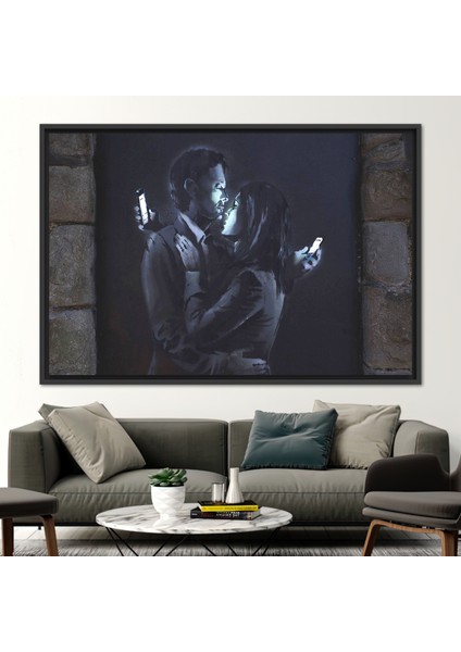 1 Parça Siyah Çerçeveli Kanvas Tablo, Soyut Duvar Dekoru, Banksy Duvar Süsü, Sokak Sanat,
