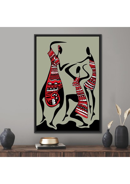 1 Parça Siyah Çerçeveli Kanvas Tablo, Afrikalı Kadın Dans Ediyor, Afrikalı Kadın Kanvas Poster,