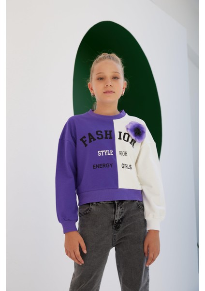 Kız Çocuk Fashion Style Aksesuarlı Renkli SweatShirt