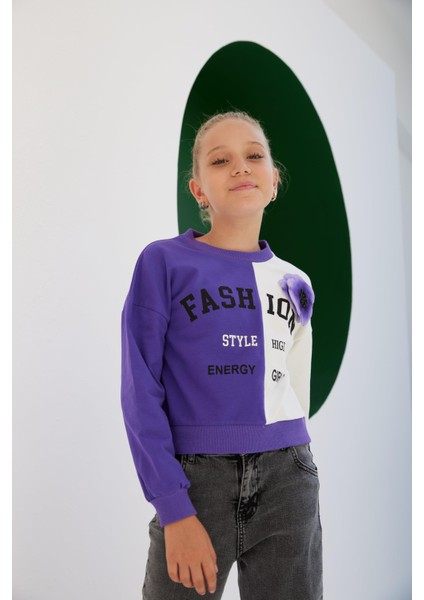 Kız Çocuk Fashion Style Aksesuarlı Renkli SweatShirt