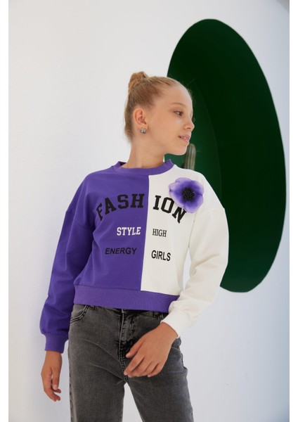 Kız Çocuk Fashion Style Aksesuarlı Renkli SweatShirt