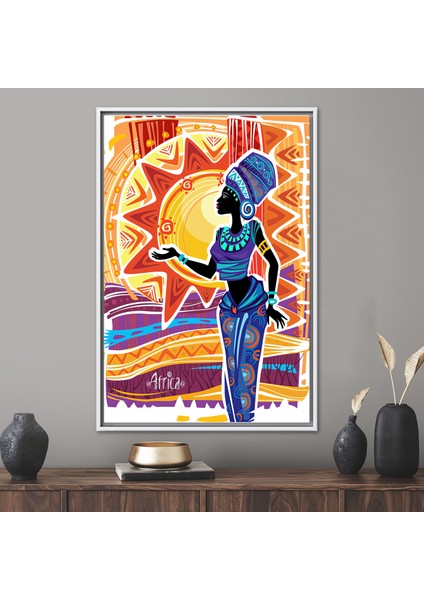 1 Parça Beyaz Çerçeveli Kanvas Tablo, Afrikalı Kadın Resim, Afrikalı Kadın Kanvas Poster,