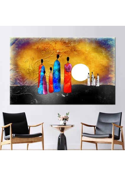 1 Parça Kanvas Tablo, Afrika Aile Resmi, Afrikalı Insanlar Kanvas Sanatı, Soyunma Güneşi Sanat Eseri