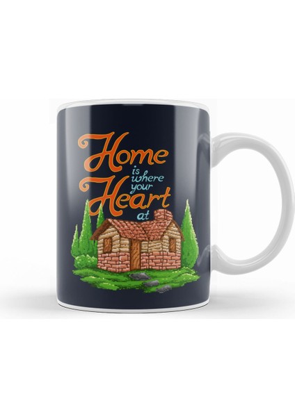 Home Is Where Your Heart At Pixel Art Kupa Bardak Porselen