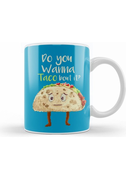 Retro Pixel Wanna Taco Bout It Kupa Bardak Porselen