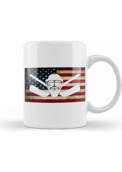 American Flag Hockey Goalie Usa Ice Hockey Kupa Bardak Porselen