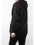 Kadın Düz 2 Ip Şardonlu Fermuarlı Kapşonlu Oversize Sweat - Siyah 5