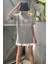 Boyalı Gri Baskılı Oversize Tişört Mg1512 1