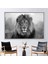 1 Parça Beyaz Çerçeveli Kanvas Tablo, Lion Fotoğraf Baskısı, Hayvan 3 Boyutlu Kanvas, 1