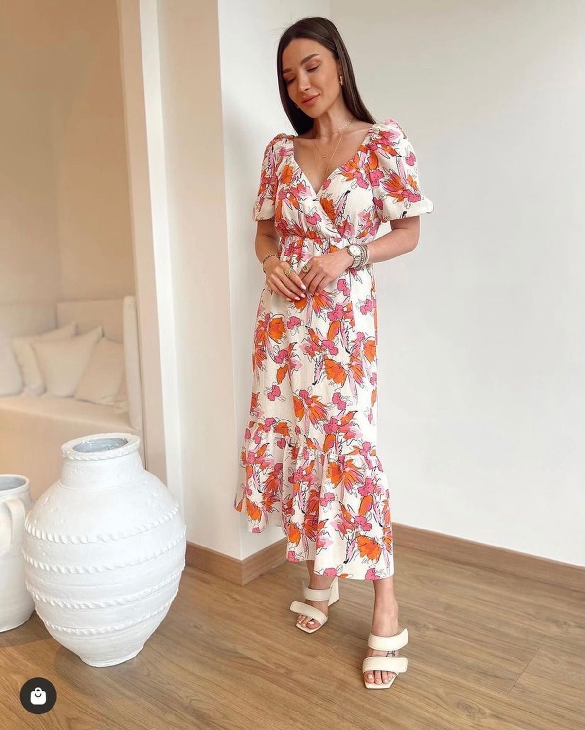 Misu Accessories Miyu Accessories Miyu Kayık Yaka Çiçekli Elbise görsel 2