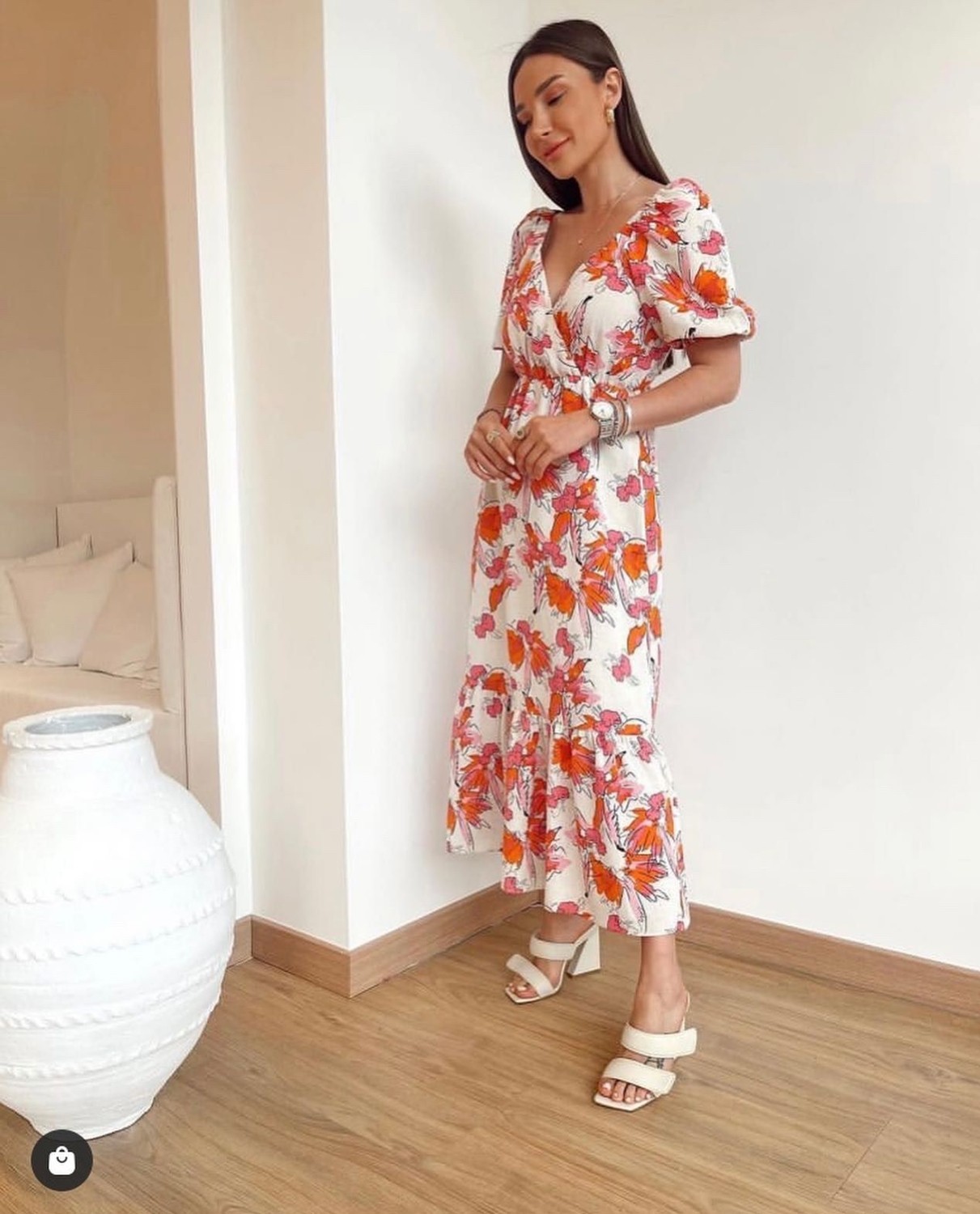 Misu Accessories Miyu Accessories Miyu Kayık Yaka Çiçekli Elbise
