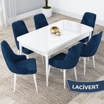 Canisa Concept Kar Serisi 80 x 132 cm Açılabilir Mdf Mutfak Masa Takımı Beyaz Masa 6 Sandalye