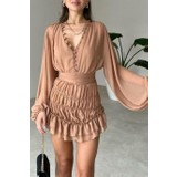 Garmoda Şifon Kumaş Elbise Yeni Sezon Elbise Düğme Detaylı Elbise