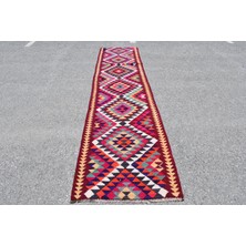 Eskitme Halı, Türk Halısı, Halı, 84X364 cm Pempe Halı, Yün Merdiven Halı, Anadolusı Merdiven Halı,