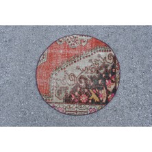 Eskitme Halı, Türk Halısı, Halı, 70X70 cm Kırmızı Halı, Kabilesı Banyo Halı, El Dokuma Araba Paspası