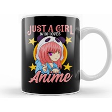 Humuts Cute & Funny Just A Girl Who Loves Anime Kupa Bardak Porselen