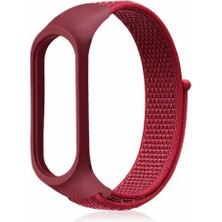 TahTicMer Xiaomi Mi Band 3 Uyumlu Kordon Kumaş Örgü Spor Kayış Hasır Renkli Kordon Kırmızı