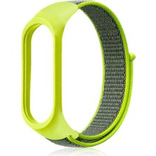 TahTicMer Xiaomi Mi Band 5 Uyumlu Kordon Kumaş Örgü Spor Kayış Hasır Renkli Kordon Sarı