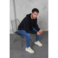 2D2B  Erkek Oversize Kapüşonlu Kanguru Cepli Ribanalı Uzun Kollu Basic Sweatshirt