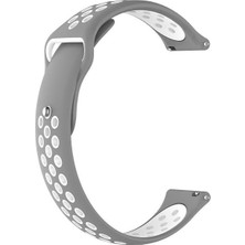 Markacase Garmin Vivoactive 3 Uyumlu Delikli Spor Silikon Kordon Gri Beyaz