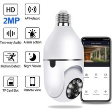 Ozmik Cmr-19 Wifi 360 Panoramik Ampul Kamera Gece Görüş Ses Akıllı Hareket Algılayıcı