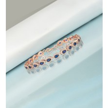 Miavi Silver 925 Ayar Gümüş Safir Renk Damla Model Bileklik (Rose)
