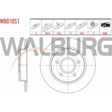Walburg  Ford Focus Iı1.4i - 1.6 Tdcı -2004-2011 Fren Diski Arka Düz 5 Bjn 264,8X11X63,5X40,8 6M512A315AA